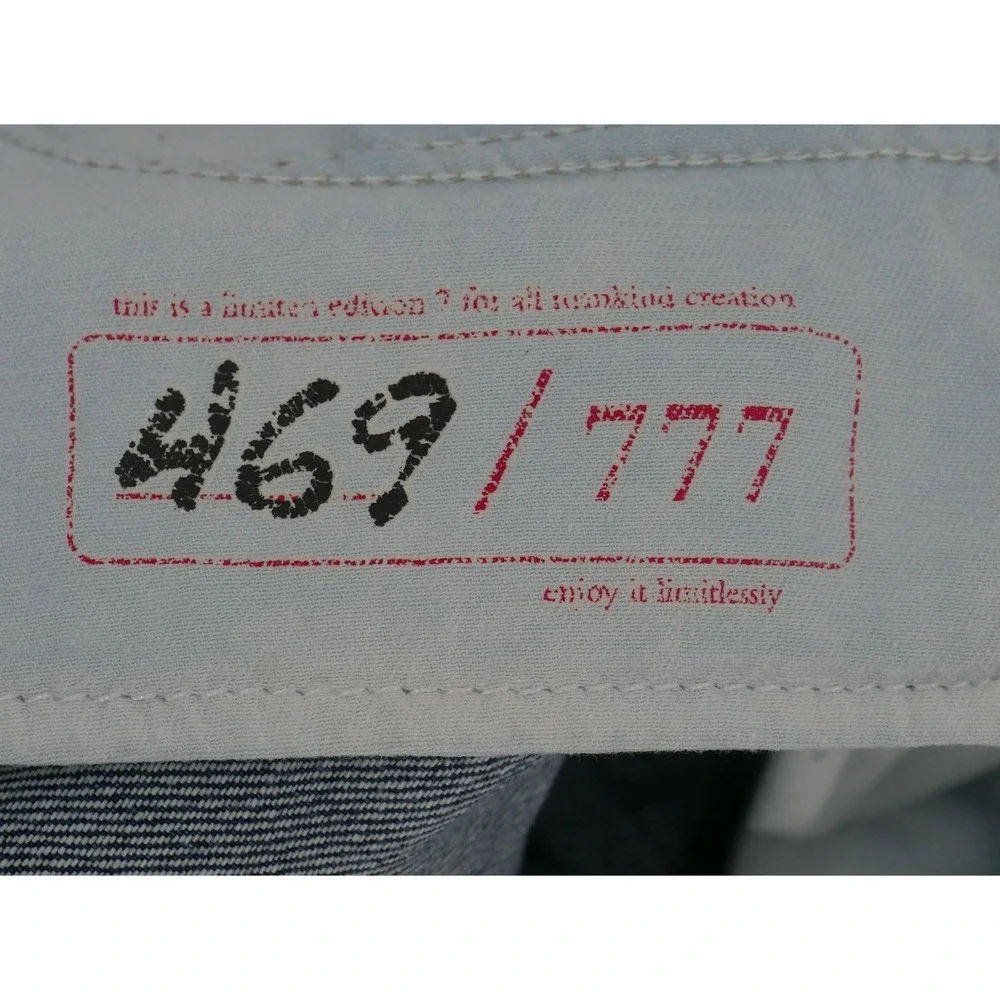 7 For All Mankind Jeans Blue Utility Button Fly Limited Edition 777 Men's 34x33
